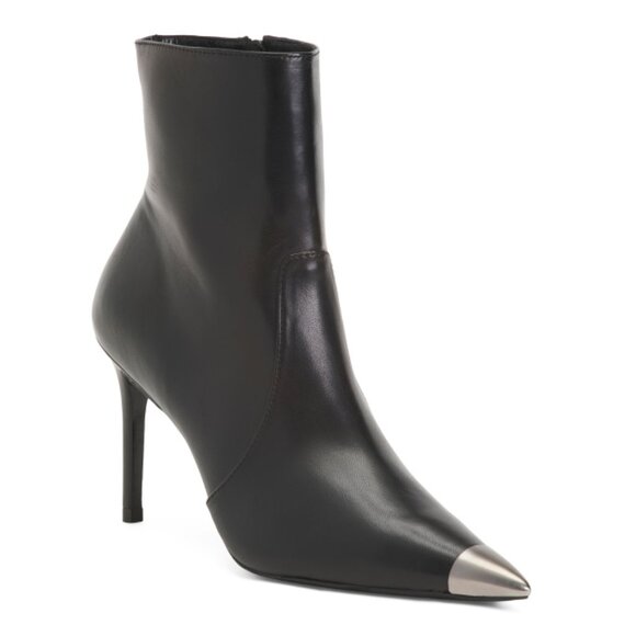 STUART WEITZMAN  Spain Leather Stretch Cap Toe 85 Zip Booties - Picture 1 of 2